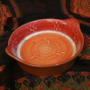 Terra Cotta Dish Made in Portugal 6" Hot Dip Casserole Red Orange Glazed Pottery